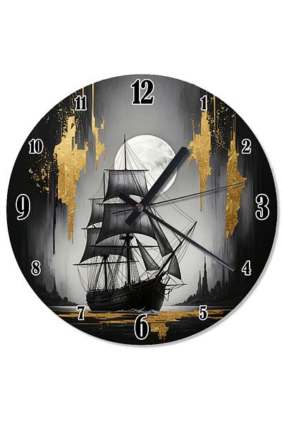 Tablomega Old Ship Design Wall Clock in Moonlight