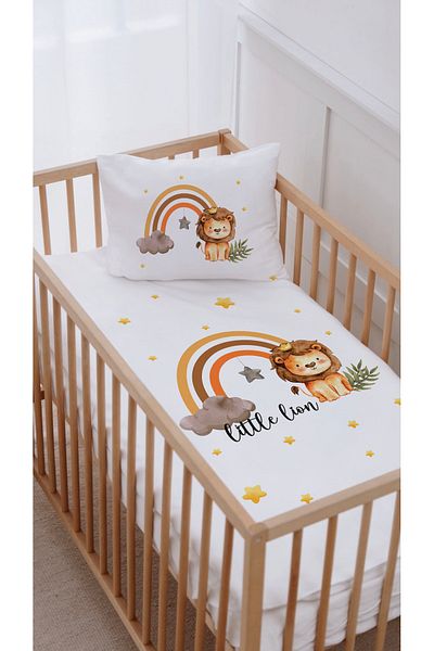 Lilabio 100% Cotton Park Bed Crib Duvet Cover Set (70X120) Rainbow Lion