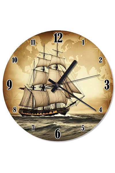 Tablomega Storm and Sailing Ship Pattern Wall Clock