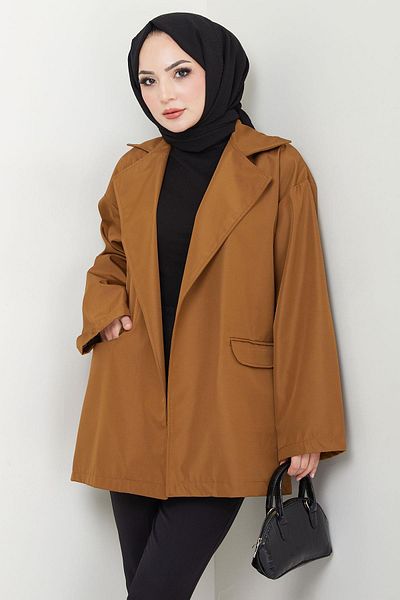 hafsamina Oversize Μπορντό Σακάκι με Λεοπάρ Λεπτομέρεια - Ταμπά HM2638