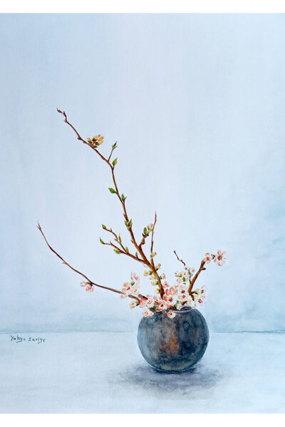 Sarisa pictură originală în acuarelă