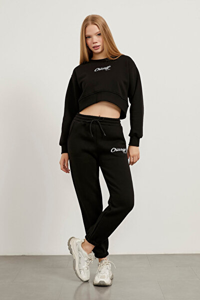 Arma Life Γυναικείο φούτερ με στάμπα χειμερινό γκρι κομμένο φούτερ