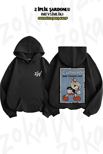 ZOKAWEAR Φούτερ με κουκούλα με στάμπα Cuphead (2 νήματα)