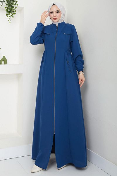 hafsamina Plus Size Indigo Ferace - Elastic Waist Hm2643