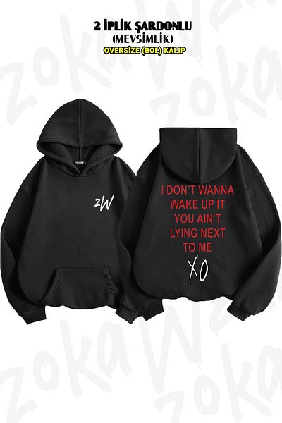 ZOKAWEAR The Weeknd Xo Back Printed Oversize Hooded Sweatshirt - 2 Thread