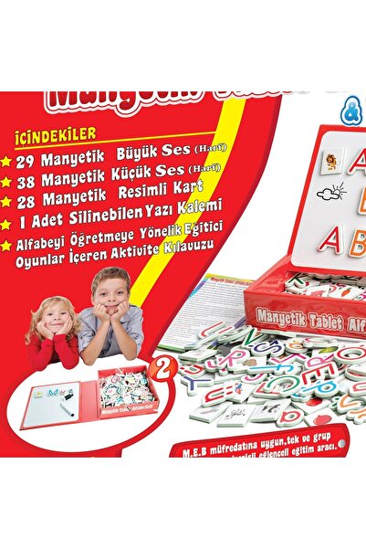 YILDIRIM OYUNCAK Eğitici Manyetik Tablet Alfabe Yazı Tahtası 98 Parça Set