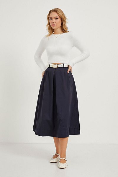 Arma Life Γυναικεία Loose Basic Καλοκαιρινή Υφαντή Μακριά Φούστα Navy Blue