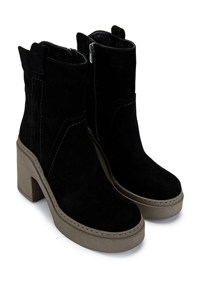 Tamer Tanca Women's Genuine Leather Black/Khaki Casual Boots