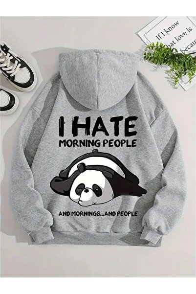LAND MODA Hanorac unisex cu glugă cu imprimeu Panda