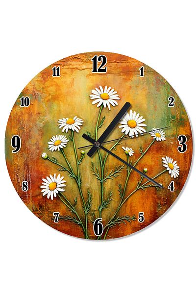 Tablomega White Daisy Field Flowery Wall Clock