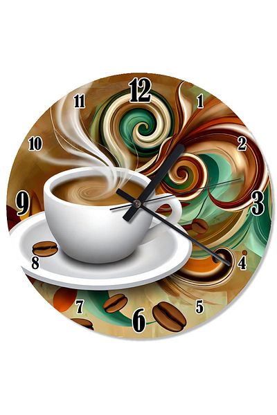 Tablomega Coffee and Colorful Spiral Design Wall Clock