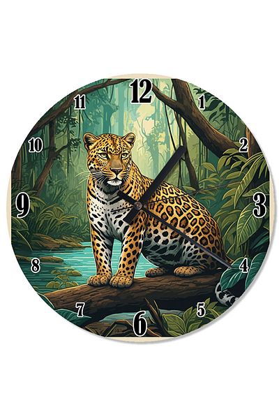 Tablomega Careful Leopard Design Wall Clock in the Forest
