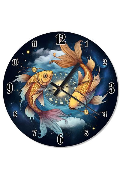 Tablomega Fish and Zodiac Icon Printed Wall Clock
