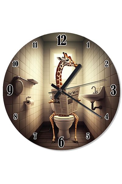 Tablomega Giraffe in the Toilet Special Design Wall Clock