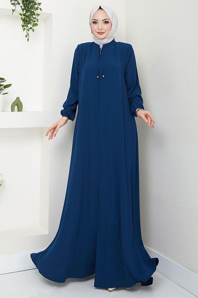 hafsamina Petrol Colored Laced Mevlana Ferace - Hm2644