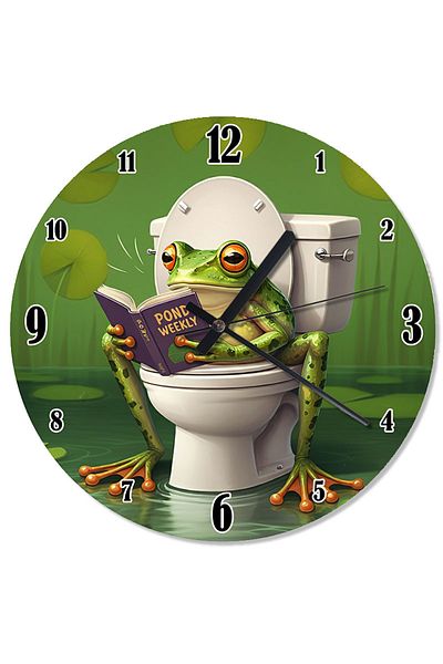 Tablomega Frog Thinking in the Toilet Analog Wall Clock