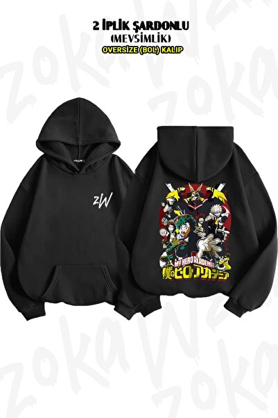 ZOKAWEAR Hanorac cu glugă cu imprimeu pe spate My Hero Academia (2 fire)