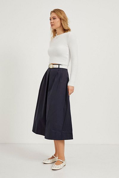 Arma Life Γυναικεία Loose Basic Καλοκαιρινή Υφαντή Μακριά Φούστα Navy Blue