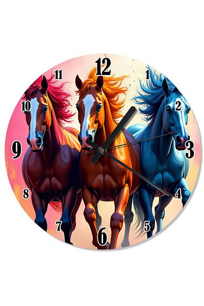 Tablomega Running Three Horses Flowing Wall Clock