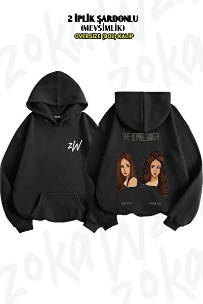 ZOKAWEAR Oversize The Vampire Diaries Sırt Baskılı Kapüşonlu Sweatshirt (2 İp...