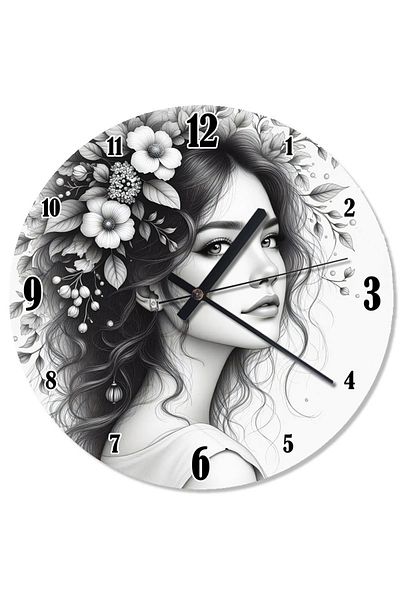 Tablomega Women's Retro Wall Clock with Flowers