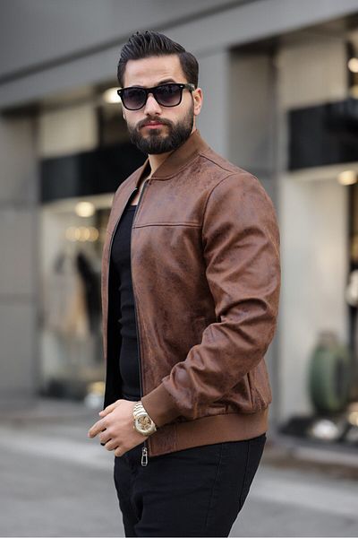 BASEL.CO New Season Vintage Δερμάτινο Μπουφάν Napa College