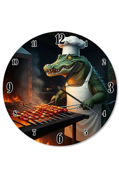 Tablomega Kebab Shop Crocodile's Barbecue Silent Wall Clock