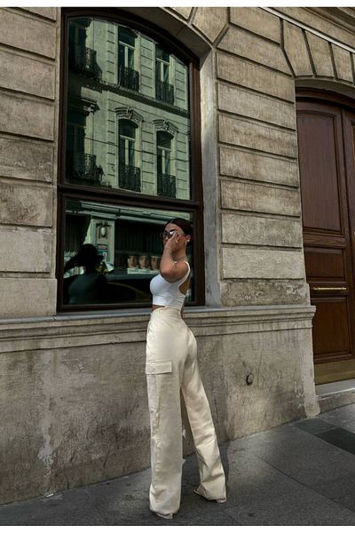 LB Laluna Butik Γυναικείο παντελόνι Cargo Pocket Palazzo