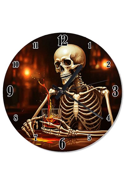 Tablomega Skeleton Drinking Beverage Wall Clock
