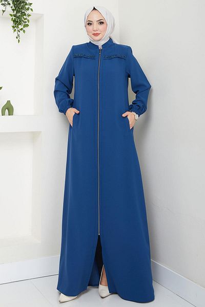 hafsamina Indigo Ferace - Gala Stone Detailed, Hm2313
