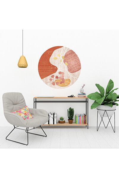 KOSS Dijital Autocolant rotund cu model de flori abstracte colorate minimaliste