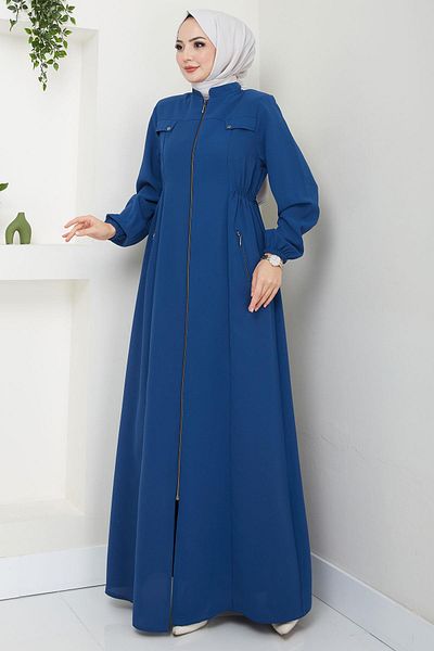 hafsamina Plus Size Indigo Ferace - Elastic Waist Hm2643