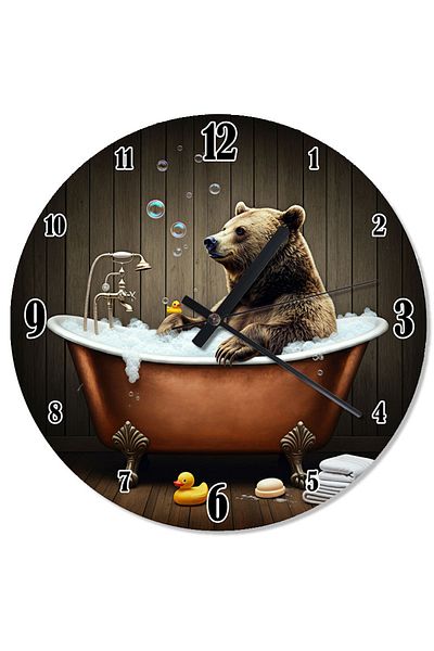 Tablomega Comfortable Bear in the Bathtub Special Design Wall Clock