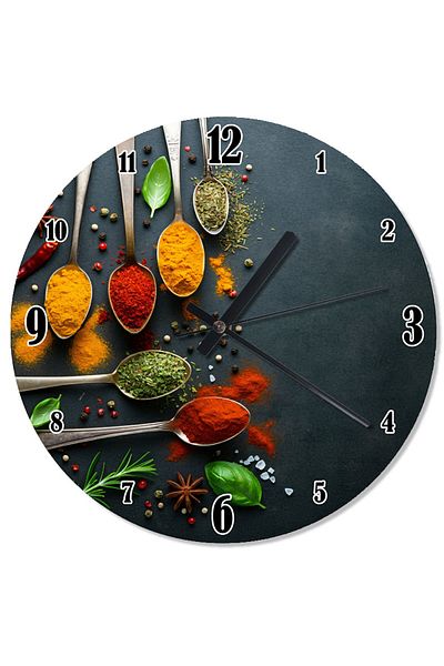 Tablomega Colorful Tableware Analog Wall Clock with Spices