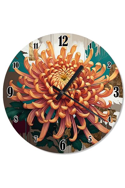 Tablomega Orange Flower Elegance Printed Wall Clock