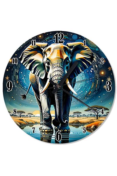 Tablomega Cosmic Powerful Elephant Pattern Wall Clock