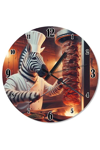 Tablomega Chef Zebra and Rotary Decorative Wall Clock