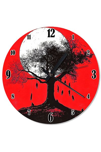 Tablomega Red Leaf Tree Shaped Wall Clock