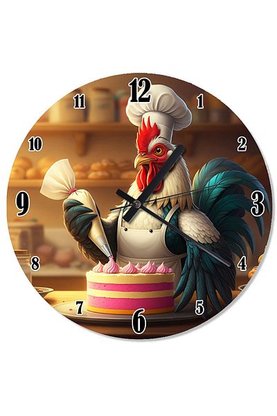 Tablomega Pastry Cook's Rooster's Kitchen Design Wall Clock