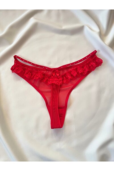 rapuket Kırmızı Arka Taşlı Tanga