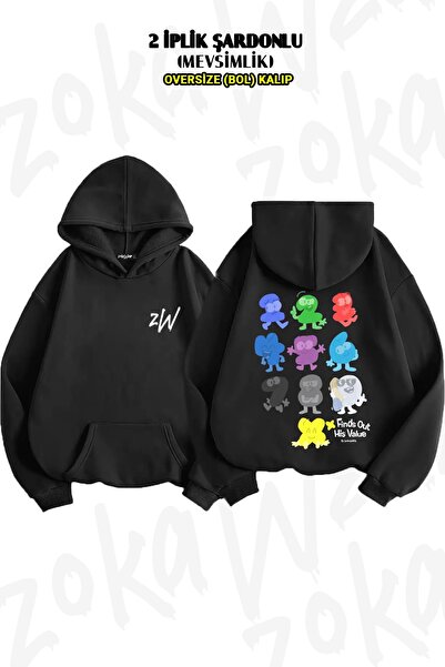 ZOKAWEAR Bfdi X Finds Out His Value - 2 Back Printed Oversize Hooded Sweatshirt (2 Thread)