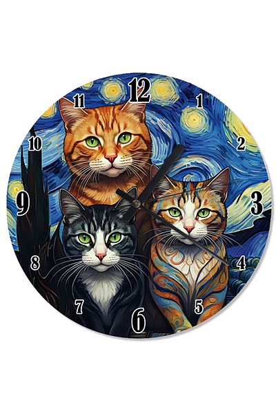 Tablomega Colorful Cat Family Special Design Wall Clock