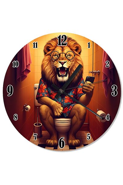 Tablomega Hawaiian Lion Shaped Wall Clock in the Toilet
