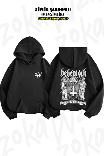 ZOKAWEAR Φούτερ με κουκούλα με στάμπα Behemoth Satan Back (2 νήματα)