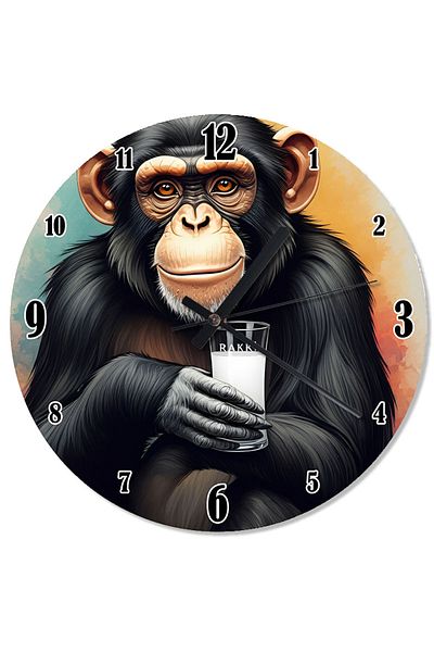 Tablomega Drinking Chimpanzee Decorative Wall Clock