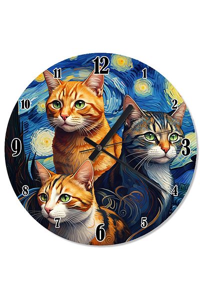 Tablomega Colorful Cat Family Pattern Wall Clock