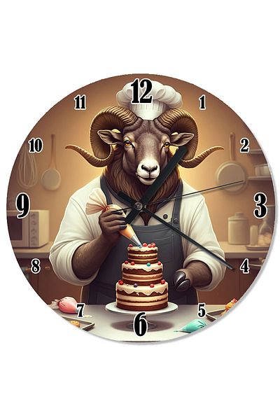 Tablomega Mountain Goat Making Cake Decorative Wall Clock
