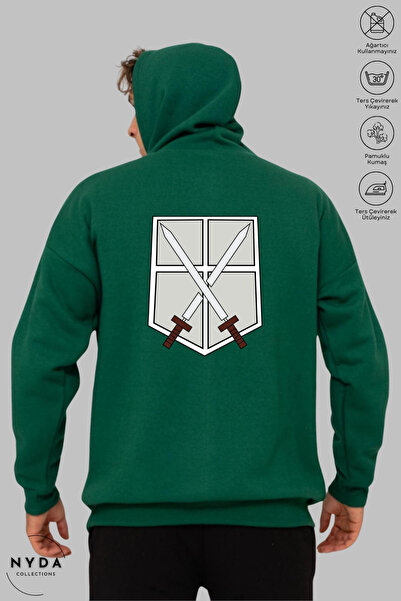 Nyda Collections Attack on Titan 2 majica sa kapuljačom i printom - dugi ruka...