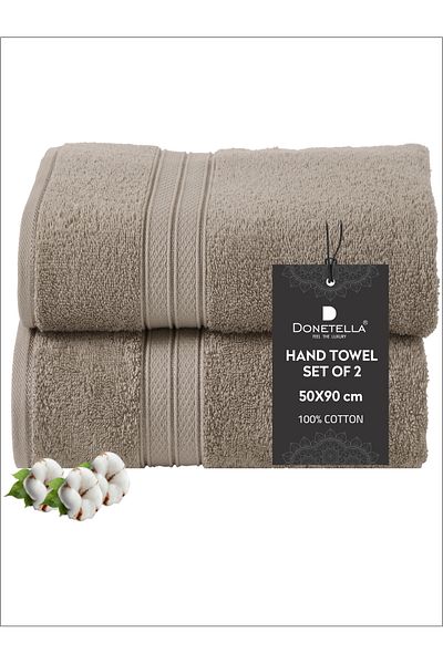 Donetella 2 - Pcs Premium Hand Towels (50x90cm ) 600 GSM 100% Combed Cotton