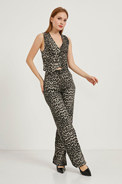 Arma Life Leopar Baskılı Yüksek Bel Straight Fit Pantolon